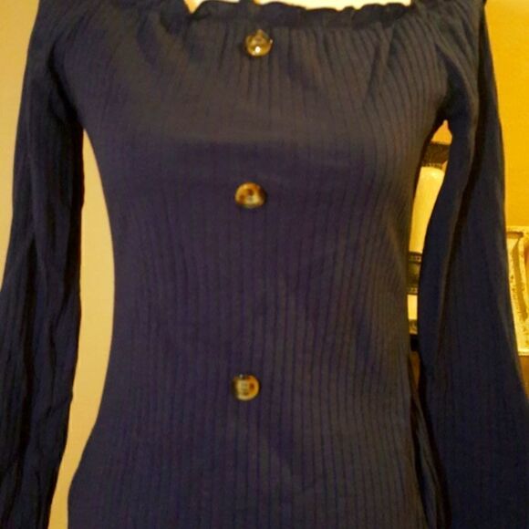 Navy Knit Stretch Bodycon Button Down Mini Dress - Picture 7 of 9